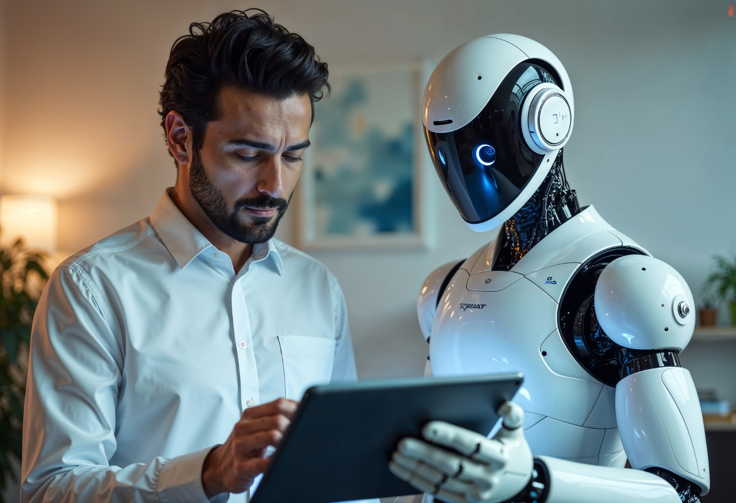 Специалист работает с AI ассистентом